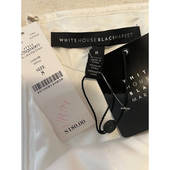 NWT White House Black Market 8 White Lace Slip Dress Wedding Fairy Festival $180 - Picture 15 of 16